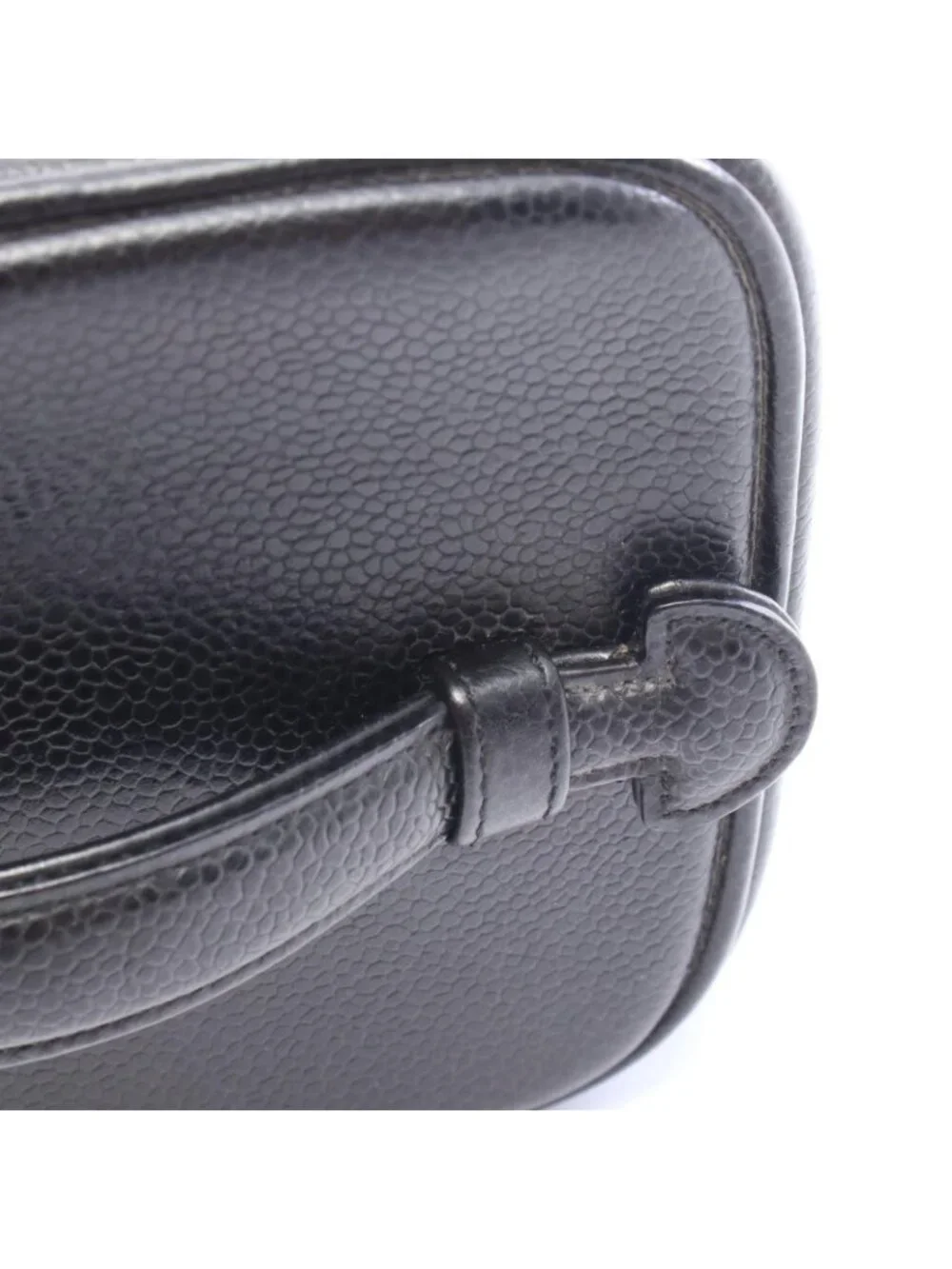 Chanel Handbag CC Logo Black Caviar Leather Vertical Vanity